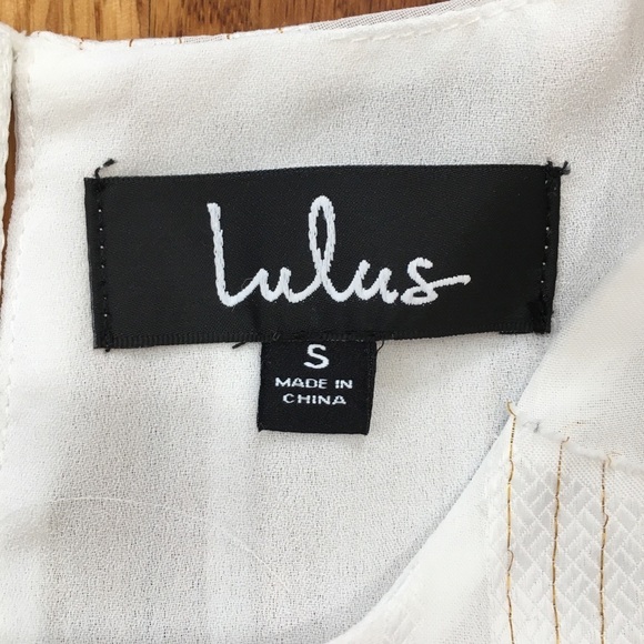 Lulus Check Up On It White and Gold Short Sleeve Mini Shift Dress - Picture 9 of 16